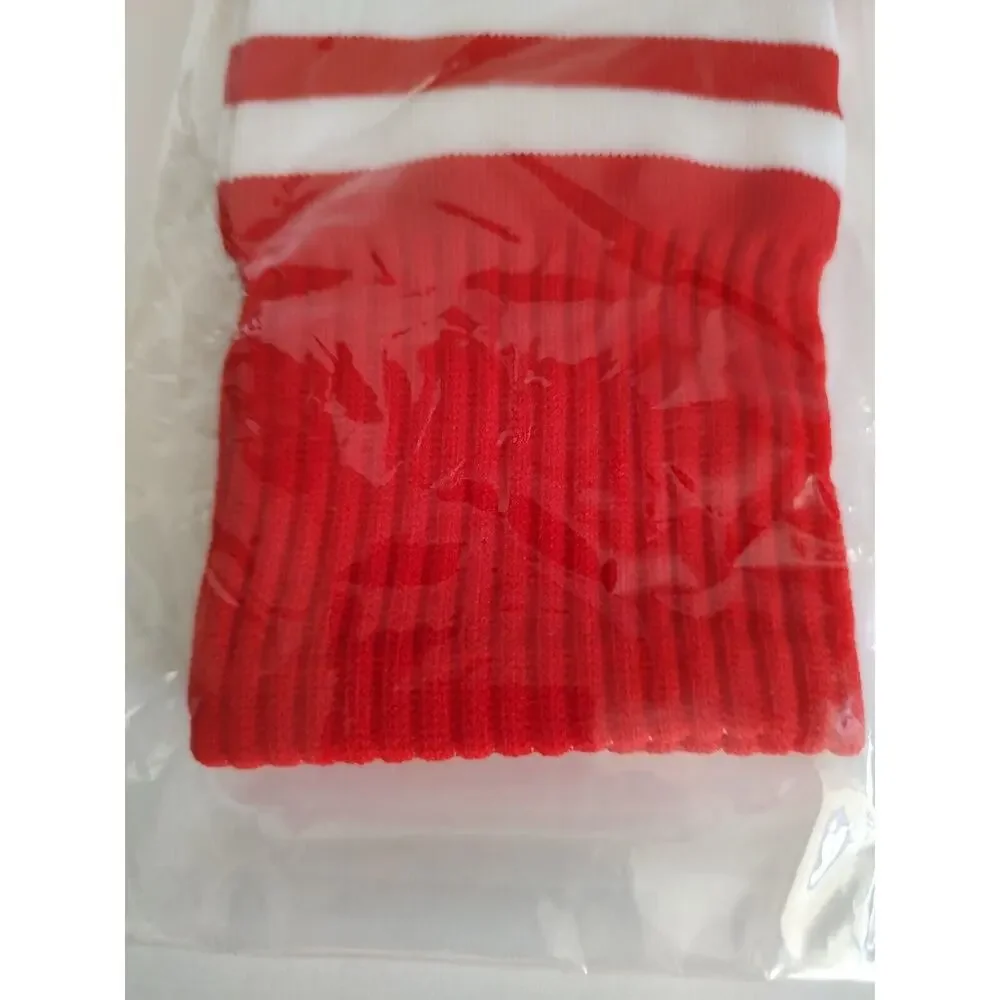 Play The Game Football/Soccer Socks Adult US 7-13 Red W/White Stripes Lot/2